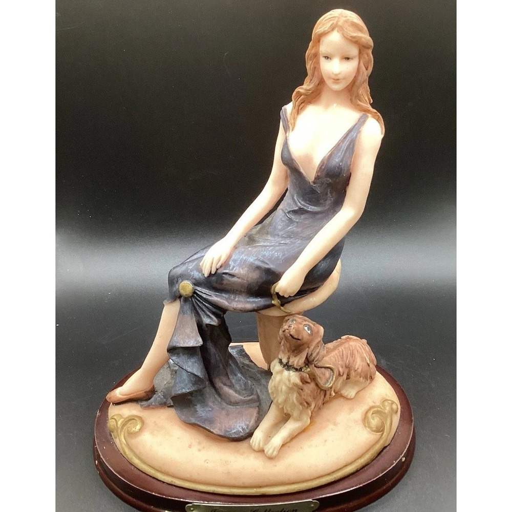 VTG Jaymee Collection Art Deco Woman Sculpture Figurine On‎ Wood Bas 8.75"e